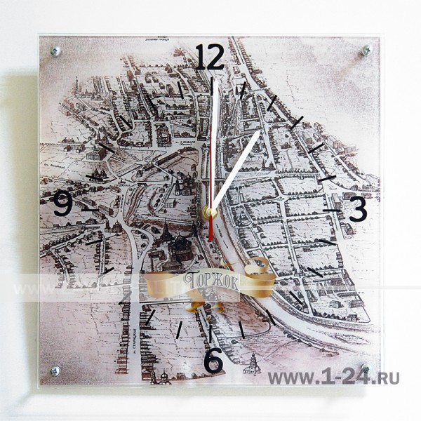 Настенные часы Старая карта Торжка, двойные со стеклом – купить по цене 990 руб.