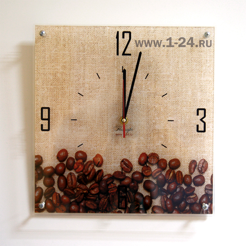 Настенные часы Кофе на холсте, двойные со стеклом – купить по цене 990 руб.