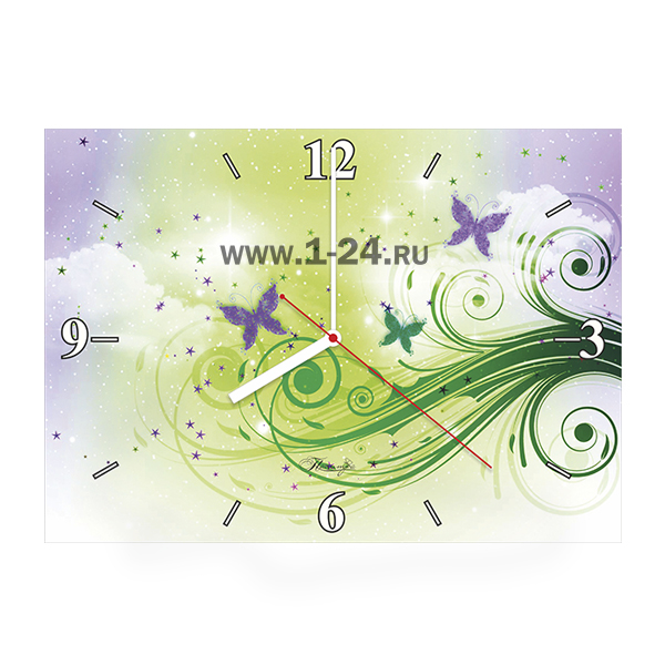 Настенные часы Фиолетовые бабочки, двойные со стеклом – купить по цене 1045 руб.