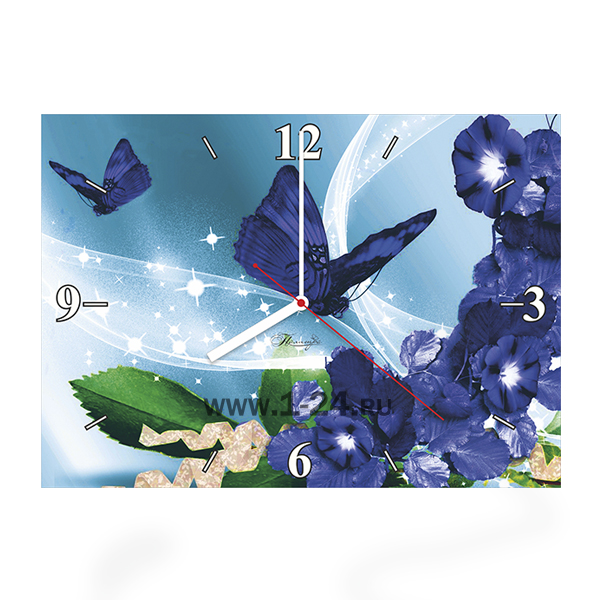 Настенные часы Синие бабочки, двойные со стеклом – купить по цене 1045 руб.