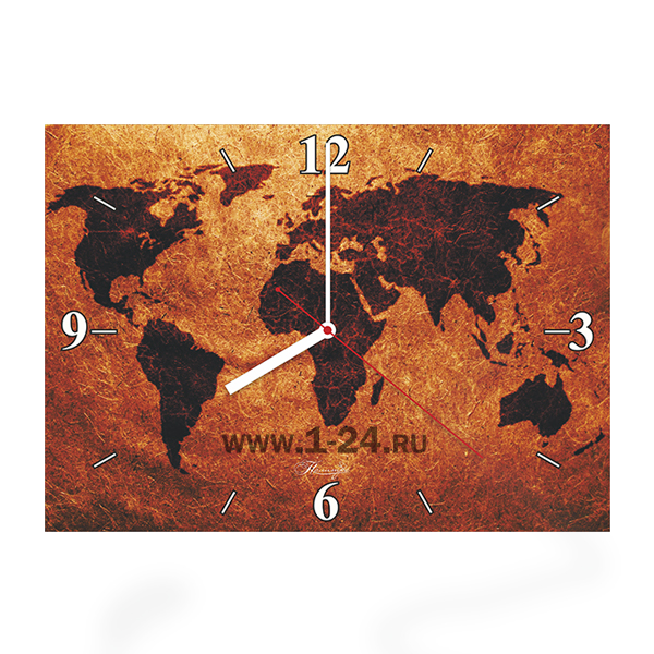Настенные часы Карта мира, двойные со стеклом – купить по цене 1045 руб.