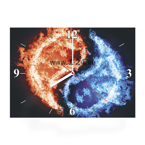 Настенные часы Огонь и вода, двойные со стеклом – купить по цене 1045 руб.