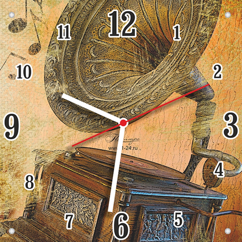 Настенные часы Старый граммофон, двойные со стеклом – купить по цене 990 руб.