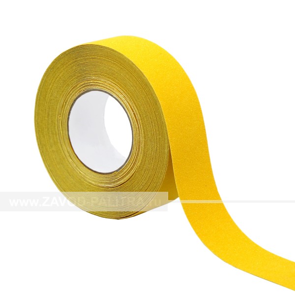 Лента противоскользящая абразивная на самоклеящейся основе желтого цвета 50 мм
