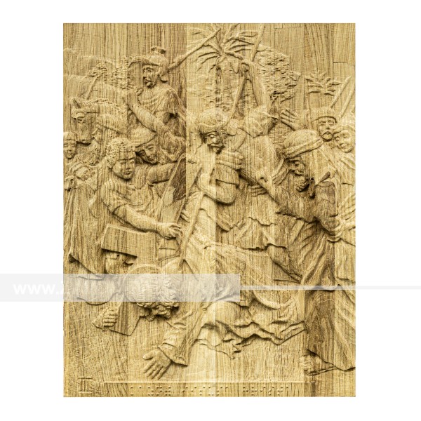 Картина объемная "Икона Несение креста", дерево по цене 13200 руб. Доставка по РФ