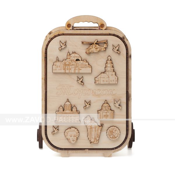 Копилка чемодан деревянная «Торжок» 220х160х100 мм