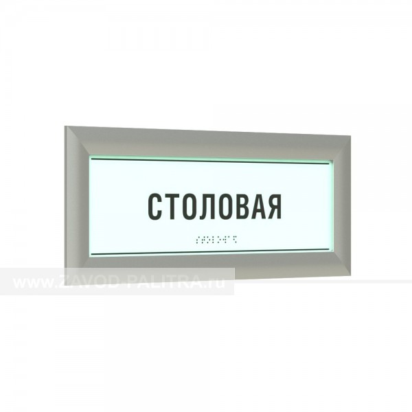 Табличка тактильная светонакопительная ПВХ с рамкой 24мм, серебро, инд по цене 0 руб. Доставка по РФ