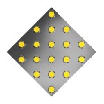 Плитка тактильная (конусы шахматные, непреодолимое препятствие) нержавеющая сталь AISI 304, 300х300х6 мм, желтые вставки