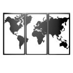 Панно металлическое «Карта мира», сталь Ст08пс, порошковая покраска, цвет черный, размер 570х300 мм