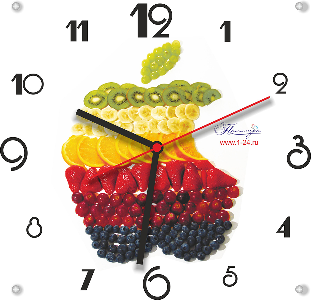 Настенные часы Фруктовый бренд, двойные со стеклом – купить по цене 990 руб.