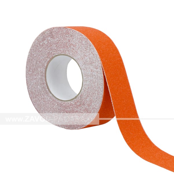 Лента противоскользящая абразивная оранжевая на самоклеящейся основе 50 мм 