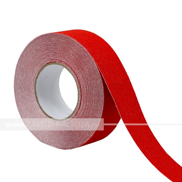 Лента противоскользящая абразивная на самоклеящейся основе красного цвета 50мм