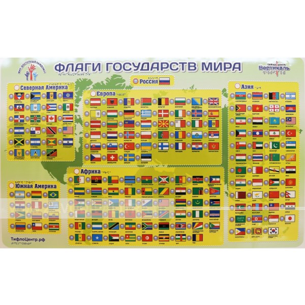 Тактильно-звуковое пособие «Флаги государств мира» купить на zavod-palitra.ru