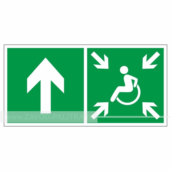 Знак эвакуационный Направление движения к пункту (месту) сбора для инвалидов, прямо, левосторонний, фотолюм