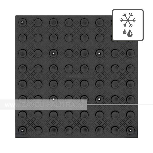 Тактильная плитка 500х500х5 ПУ черная | Противоскользящая для преодолимых препятствий и полей внимания