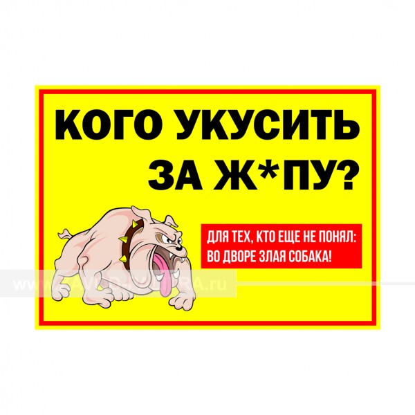 Табличка "Для тех, кто еще не понял: во дворе злая собака!" PVC 3мм – купить по цене 707 руб.
