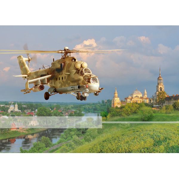 Картина на холсте «Ми-24 над городским валом» от производителя Zavod-Palitra.ru с доставкой и гарантией