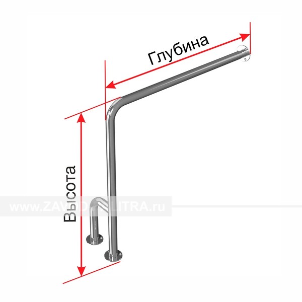 Заказать у производителя Поручень опорный для санузла, прав, AISI 304, D32, инд