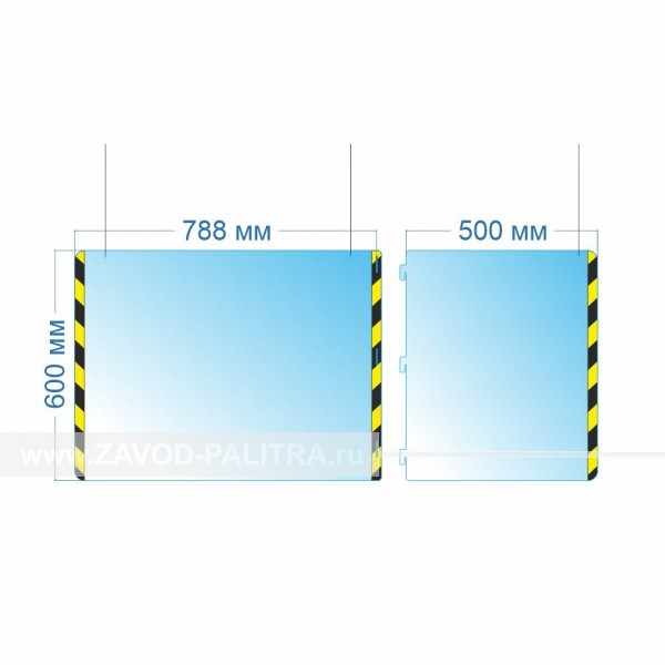 Купить угловой прозрачный защитный экран подвесной 600x800x500 мм