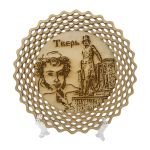 Сувенирная деревянная резная тарелка "Пушкин - наше все"
