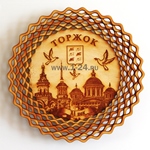 Сувенирная резная деревянная тарелка "Великолепие Торжка"