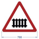 Дорожный знак 1.1 "Железнодорожный переезд со шлагбаумом", 700х606 мм