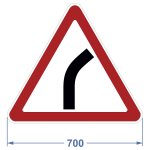 Дорожный знак 1.11.1 "Опасный поворот"  700х606 мм