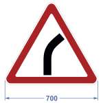 Дорожный знак 1.11.1 "Опасный поворот", 700х606 мм