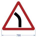 Дорожный знак 1.11.2 "Опасный поворот", 700х606 мм