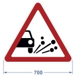 Дорожный знак 1.18 "Выброс гравия", 700х606 мм