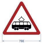 Дорожный знак 1.5 "Пересечение с трамвайной линией", коммерческая пленка