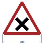 Дорожный знак 1.6 "Пересечение равнозначных дорог", 700х606 мм