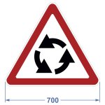 Дорожный знак 1.7 "Пересечение с круговым движением",  700х606 мм