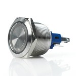 Кнопка антивандальная без фиксации, с синей подсветкой, с диаметром монтажного отверстия 22мм (5A/250VAC)