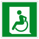 Знак эвакуационный выход налево для инвалидов на кресле-коляске, фотолюминесцентный