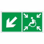 Знак эвакуационный «Направление движения к пункту (месту) сбора для инвалидов», налево вниз, фотолюминесцентный