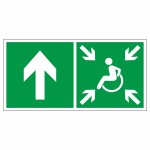 Знак эвакуационный «Направление движения к пункту (месту) сбора для инвалидов», прямо, левосторонний, фотолюминесцентный