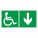 Знак эвакуационный  «Направление  к эвакуационному выходу вниз для инвалидов правосторонний», фотолюминесцентный