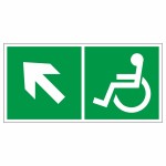 Знак эвакуационный «Направление к эвакуационному выходу налево вверх для инвалидов», фотолюминесцентный