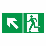 Знак эвакуационный «Направление к эвакуационному выходу налево вверх», фотолюминесцентный