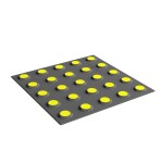 Плитка тактильная контрастная, со сменными рифами (преодолимое препятствие, поле внимания, конусы линейные), 300х300х6, PU/PL, серый/желтый