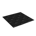 Плитка тактильная контрастная, со сменными рифами (непреодолимое препятствие, конусы шахматные), 300х300х6, PU/PL, черный/черный