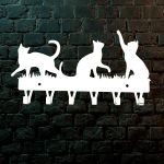 Ключница настенная «Котики» из стали ST3, белая, толщиной 2 мм