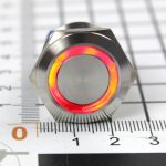 Кнопка антивандальная со степенью защиты ip65 из нержавеющей стали с красной подсветкой диаметр 22мм