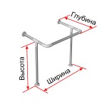 Поручень опорный для раковины, креплением к стене и к полу, нержавеющая сталь с полиамидными окончаниями, D32 мм, индивидуальный