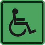 Тактильная пиктограмма инвалид на зеленом фоне