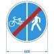 Дорожный знак 4.5.6. Конец пешеход. и велосипед. дорожки с раздел. дв-я, комм. пленка